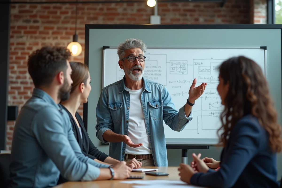 Jeune équipe diverse collaborant dans un bureau dynamique