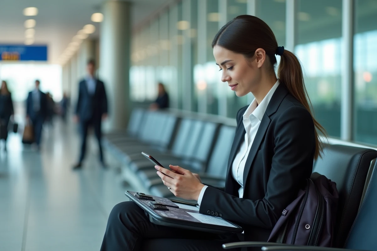 Jeune femme vérifiant un verrou TSA 007 sur sa valise à l