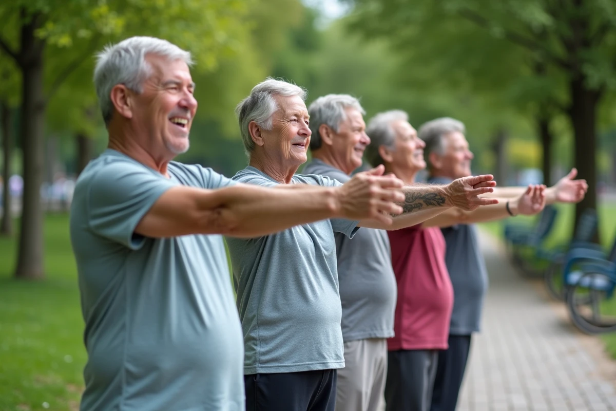 Groupe de seniors faisant de l